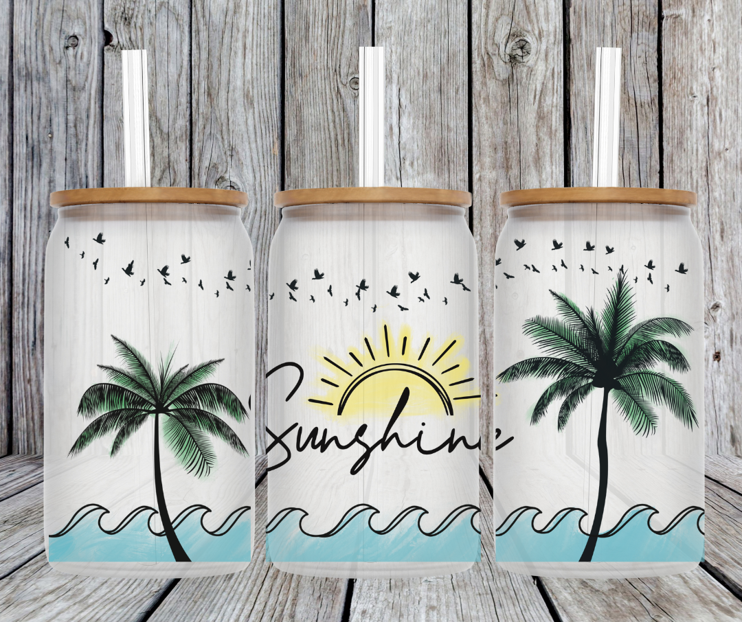 16 oz Sunshine Glass Beer Can with Bamboo Lid and Straw – CTM Photo Gifts,  LLC