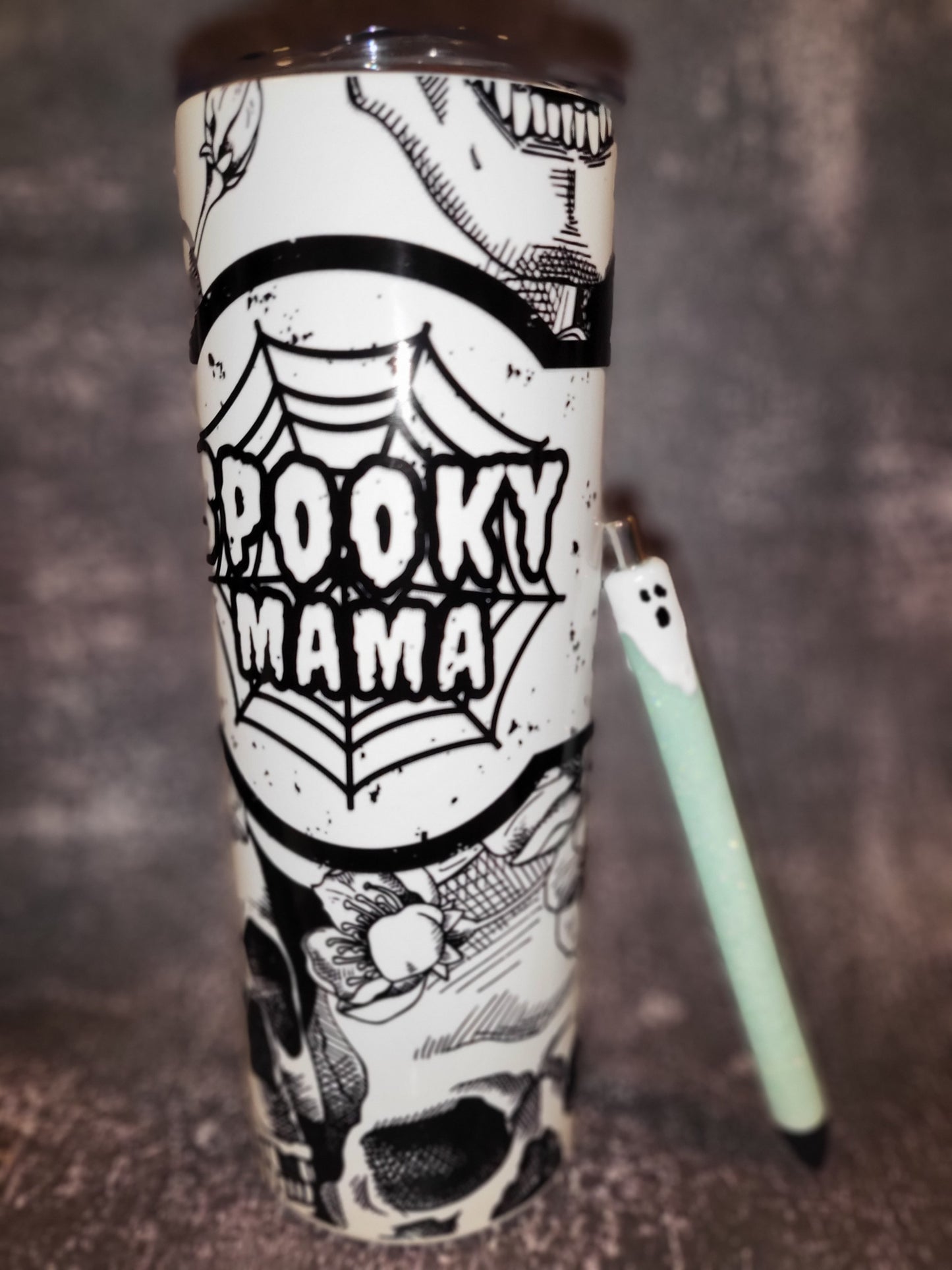 Spooky Mama Glow in the Dark 20 oz stainless steel tumbler