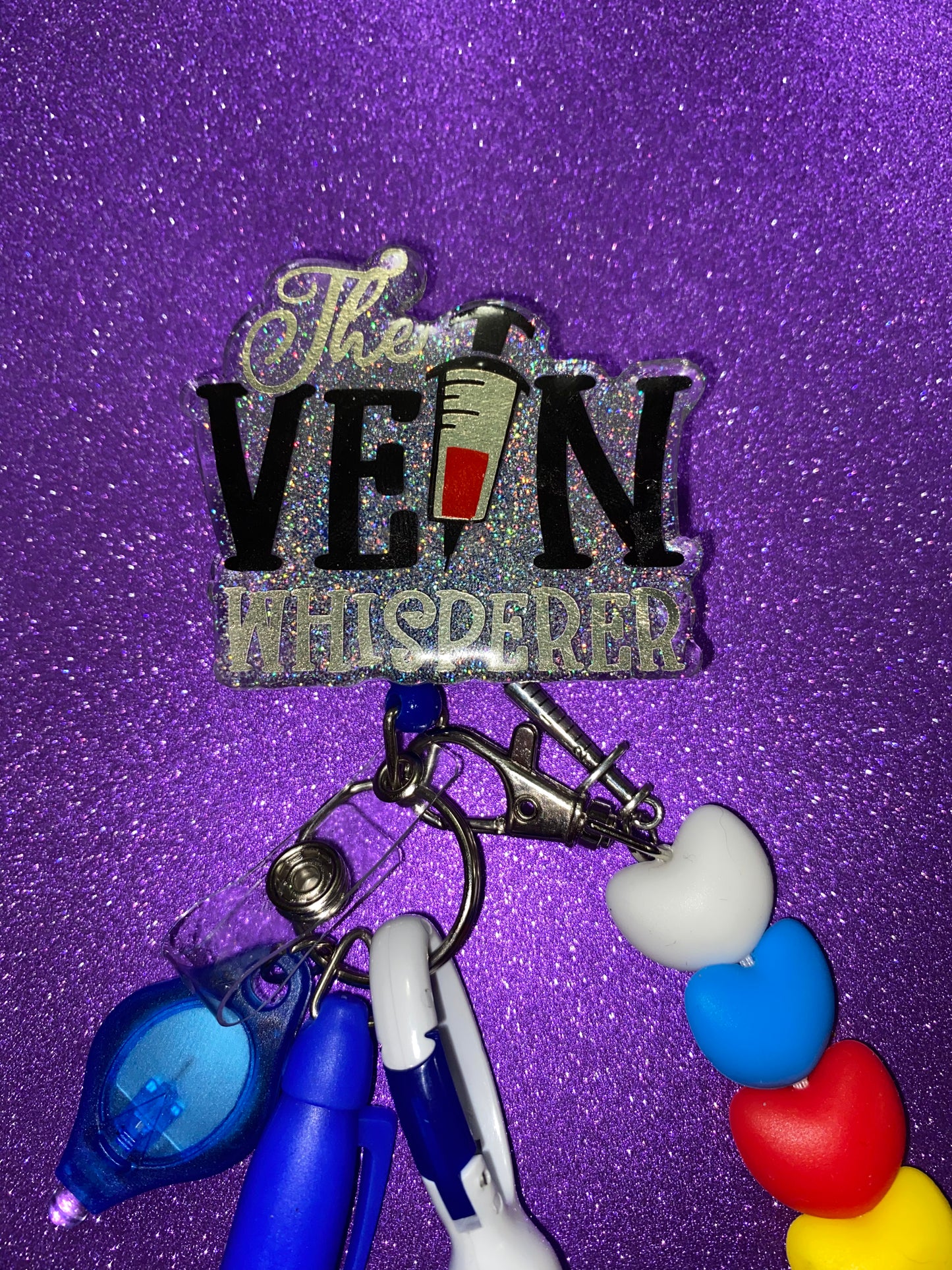 Vein Whisperer Badge Reel/Order of the Draw Badge Buddy Clip with pen, flashlight and marker
