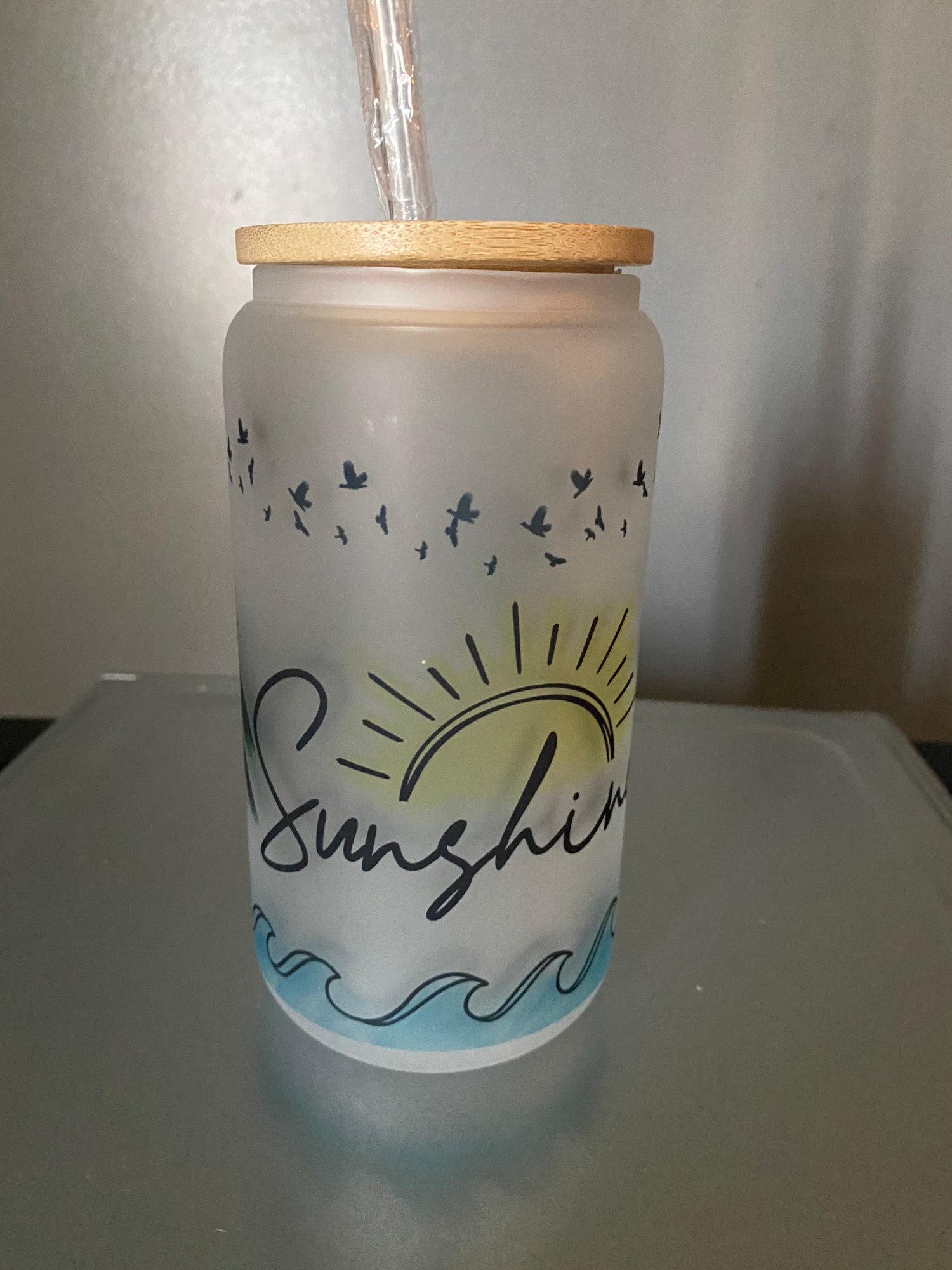 16 oz | Sublimation Can Glass w/ Bamboo Lid & Straw